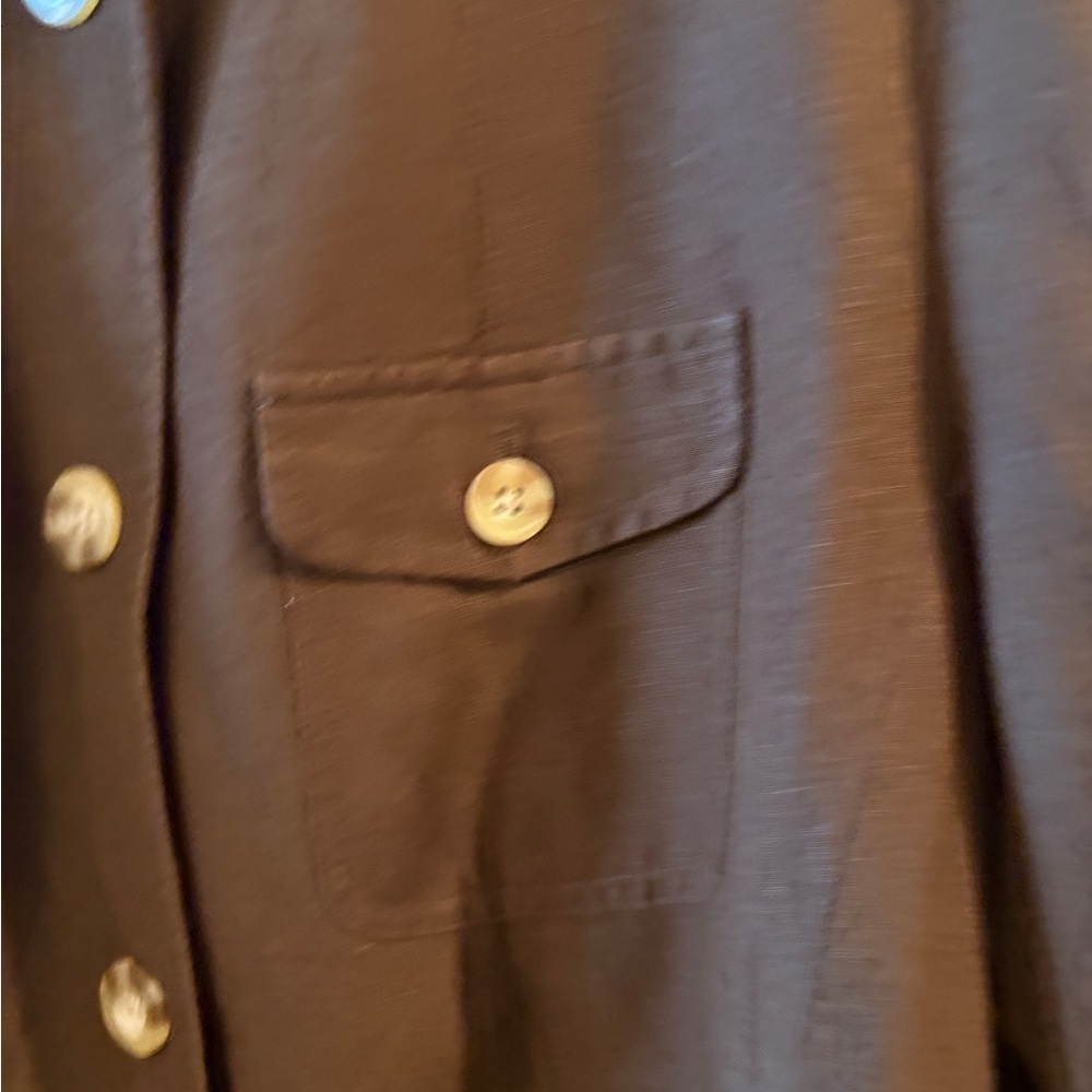NWT Coldwater Creek  Brown Military Linen Safari Cargo Blazer / Jacket Size 18 - Picture 9 of 15